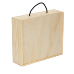 3 Bottle Bottle Pinewood Carry Case With Solid Lid | One Size | Brown
