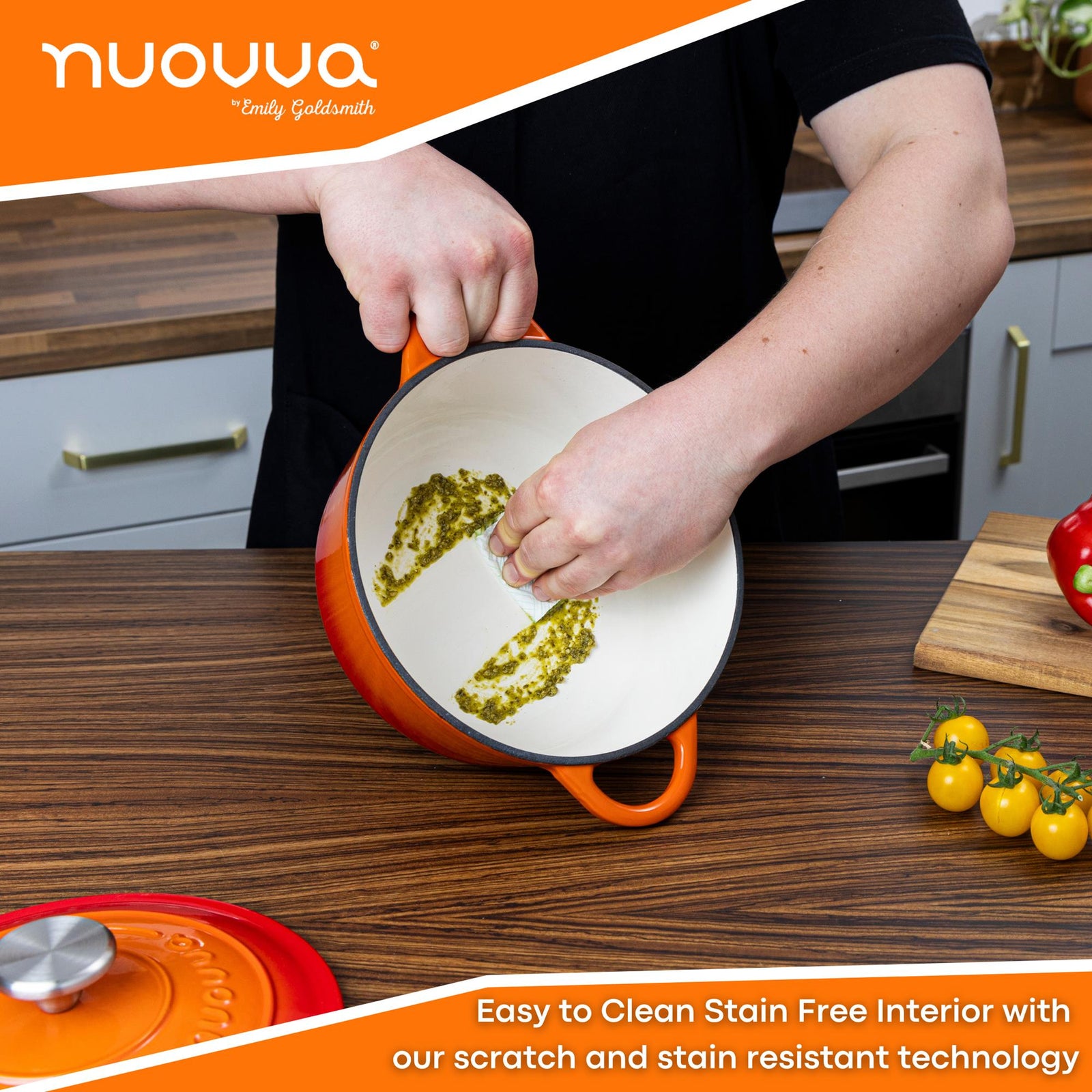 Cast Iron Dutch Oven Casserole Pot With Lid - 22cm (2.9l) | Orange