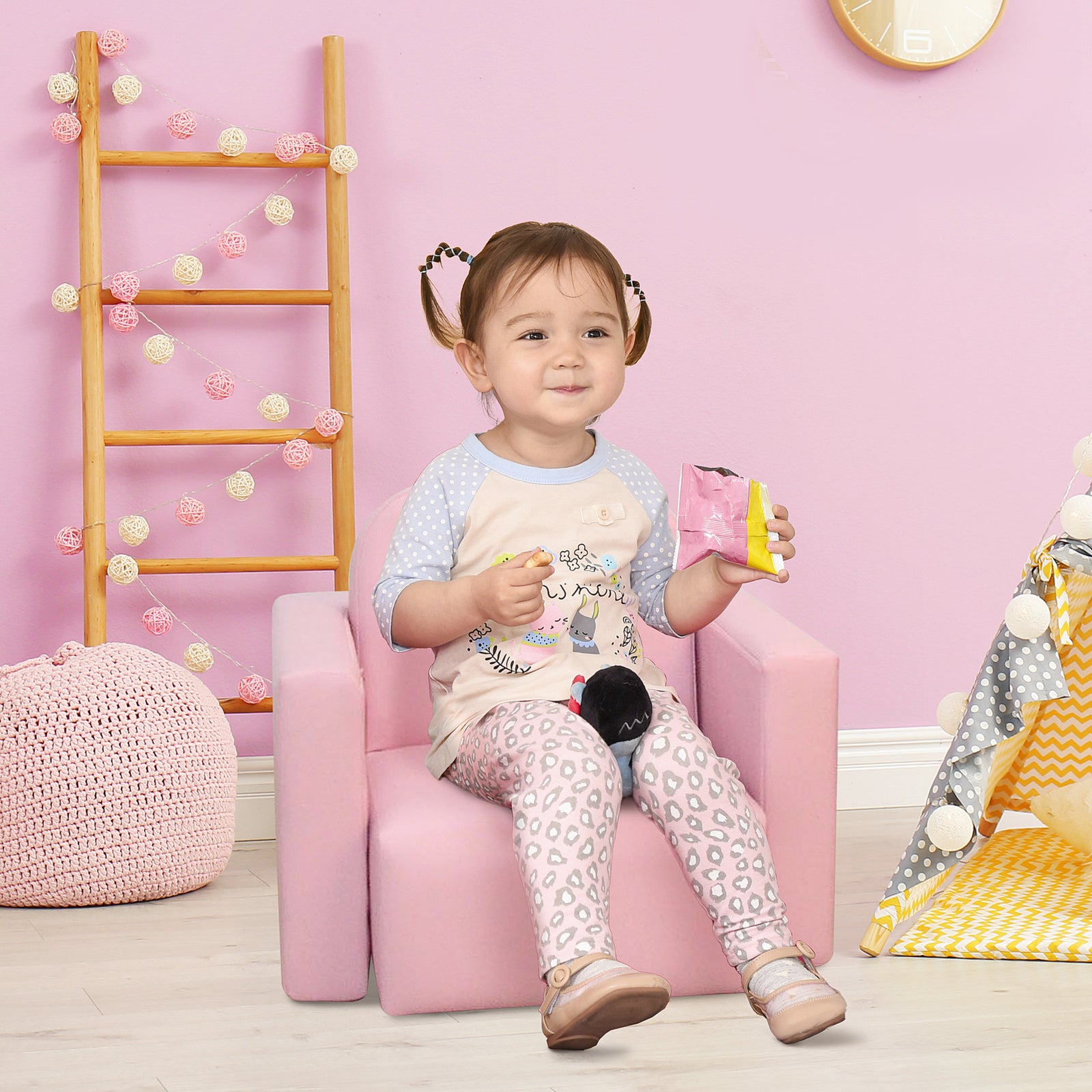 Kids Mini Sofa 2 In 1 Table Chair Set Children Armchair Seat Girl Boys | Pink