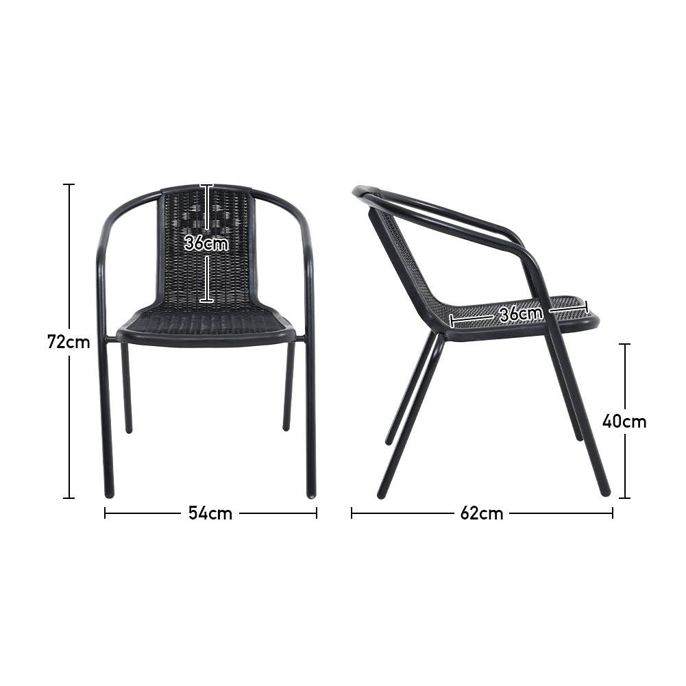 5 Pieces Garden Dining Set Tempered Glass Outdoor Coffee Table And Rattan Chairs Set