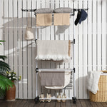 Foldable Clothes Drying Rack Steel Garment Dryer Casters | One Size | Black