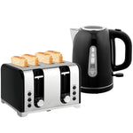 4 Slice Wide Slot Toaster And 1.7l Rapid Boil Kettle Set | Black