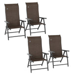 4 Pcs Rattan Folding Chair Set 7 Levels Adjustable Backrest