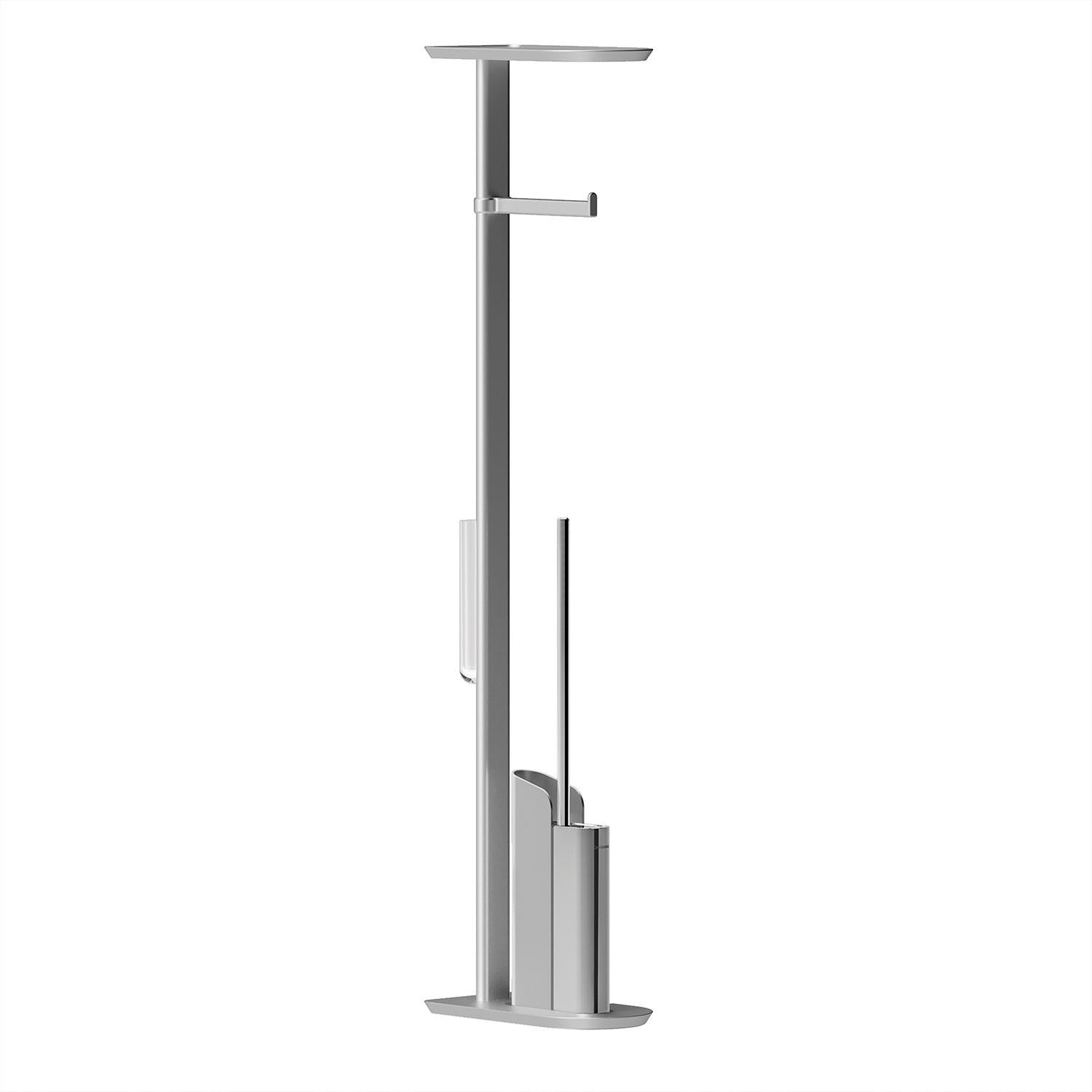 Silicone Toilet Brush With Toilet Roll Holder, Flat Collection | Chrome