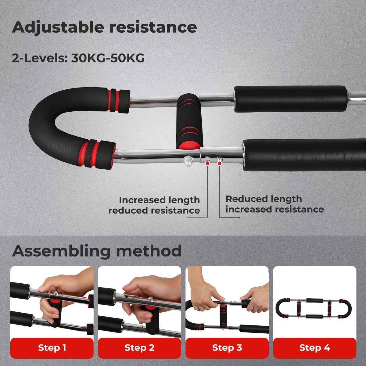Centra Shaker Twister Arm Trainer Chest Expander Bar Arm Exerciser Adjustable