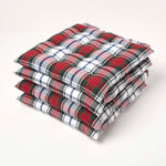 Tartan Check Seat Pad With Button Straps 100% Cotton, 40 X 40 Cm | Set-of-4 | Red