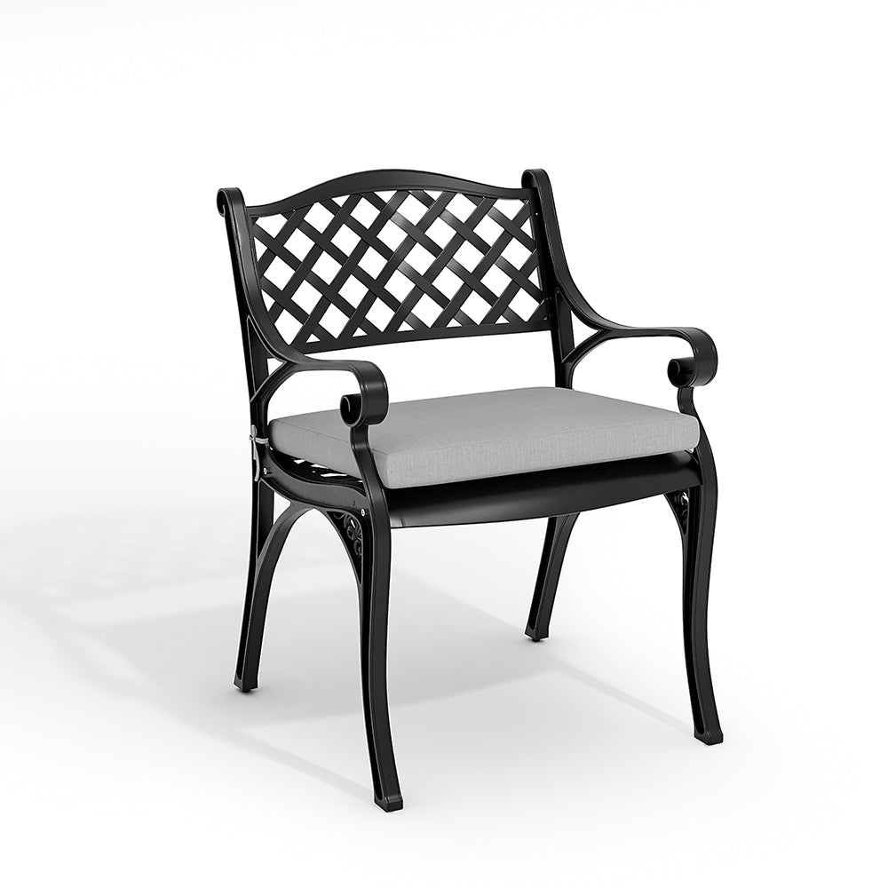 2-piece Retro Cast Aluminium Garden Chair Set Including Cushion | Black