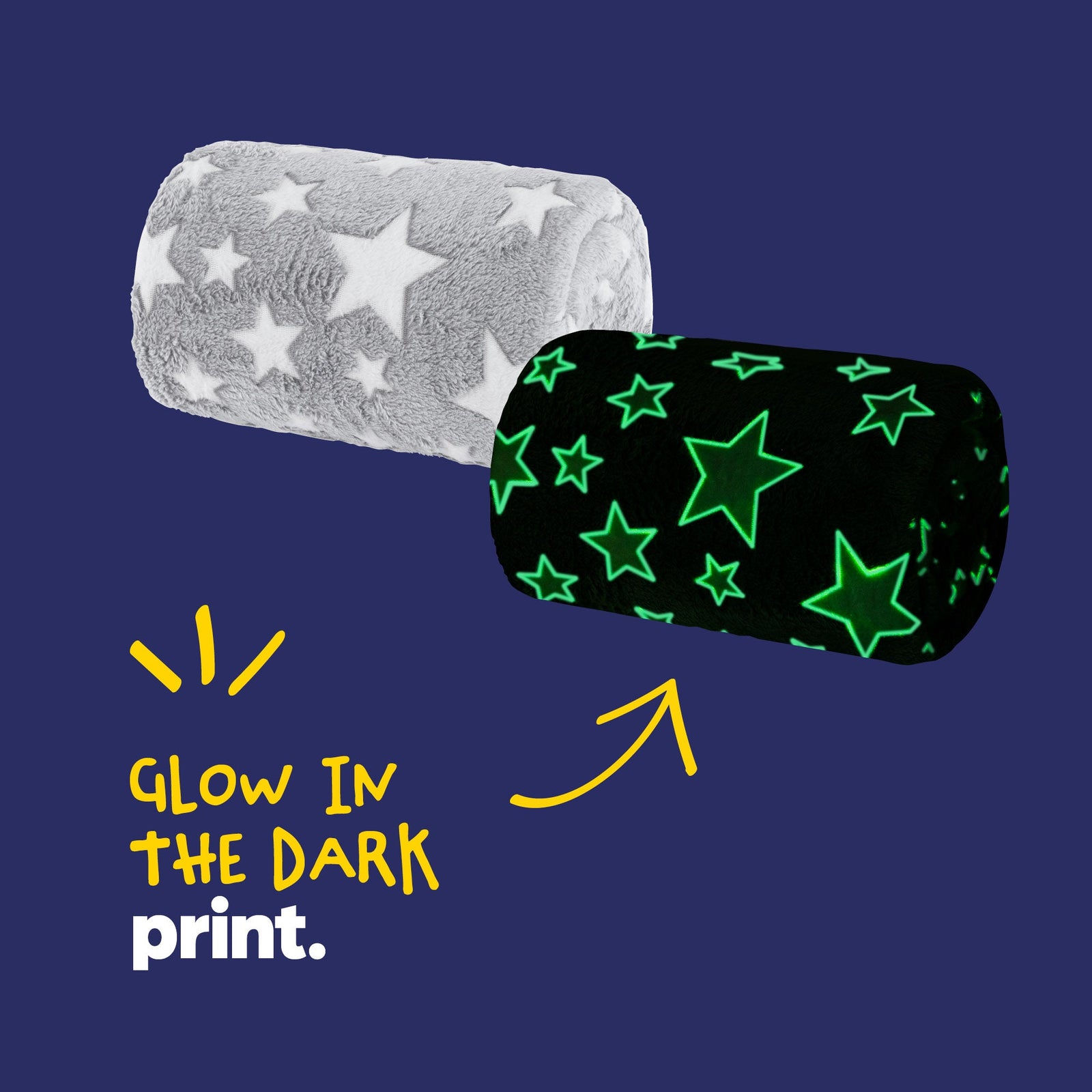 Wicked Gizmos Grey Glow In The Dark Blanket Plush Star Print Machine Washable