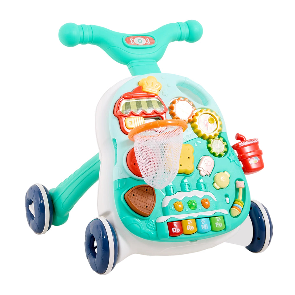 2-in-1 Baby Walker And Baby Interactive Entertainment Game Table | Green