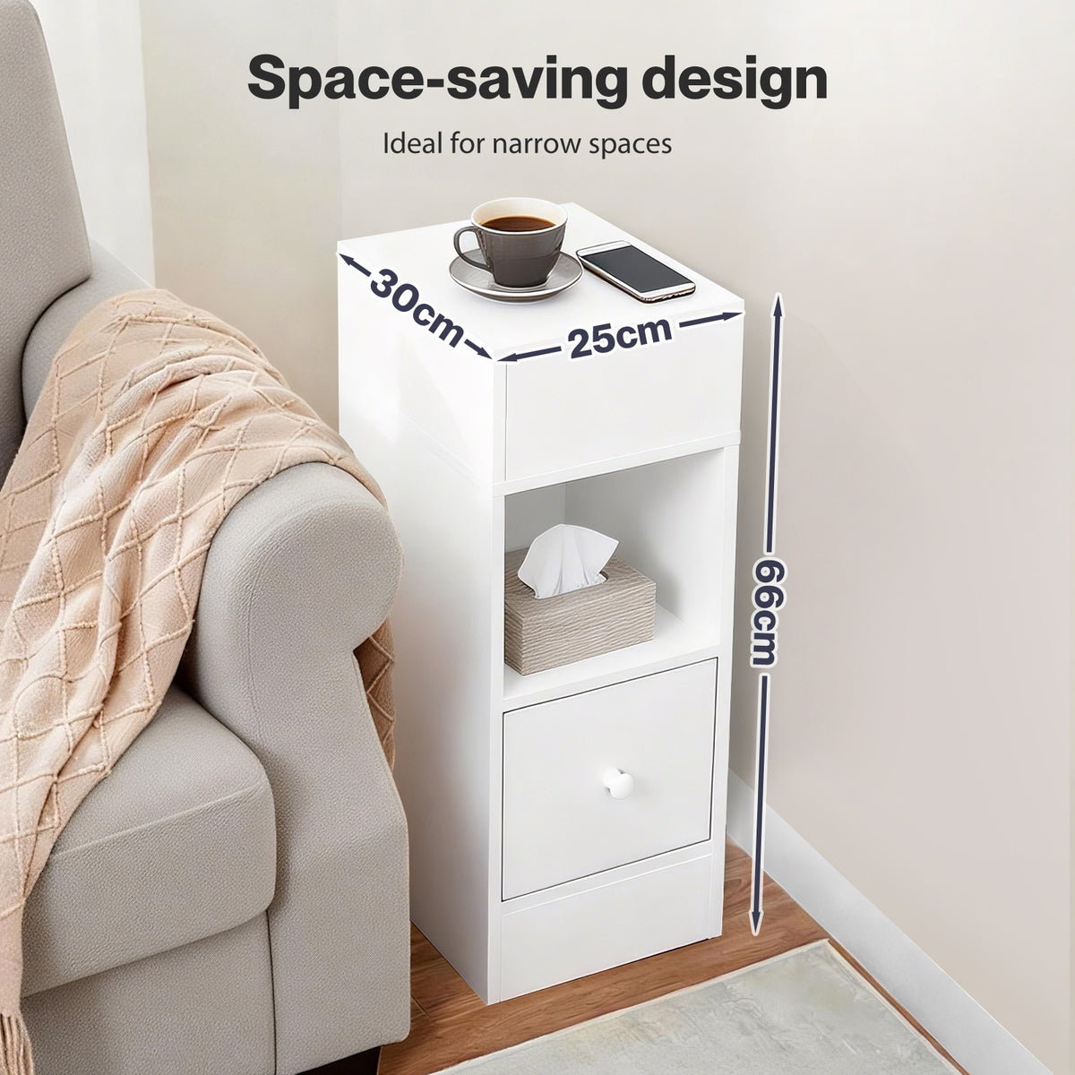 Bedside Tables Modern Nightstand White Storage Drawer Shelf For Bedroom | White