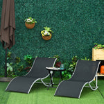 2pcs S-shaped Lounge Chair Foldable Sun Lounger | Black