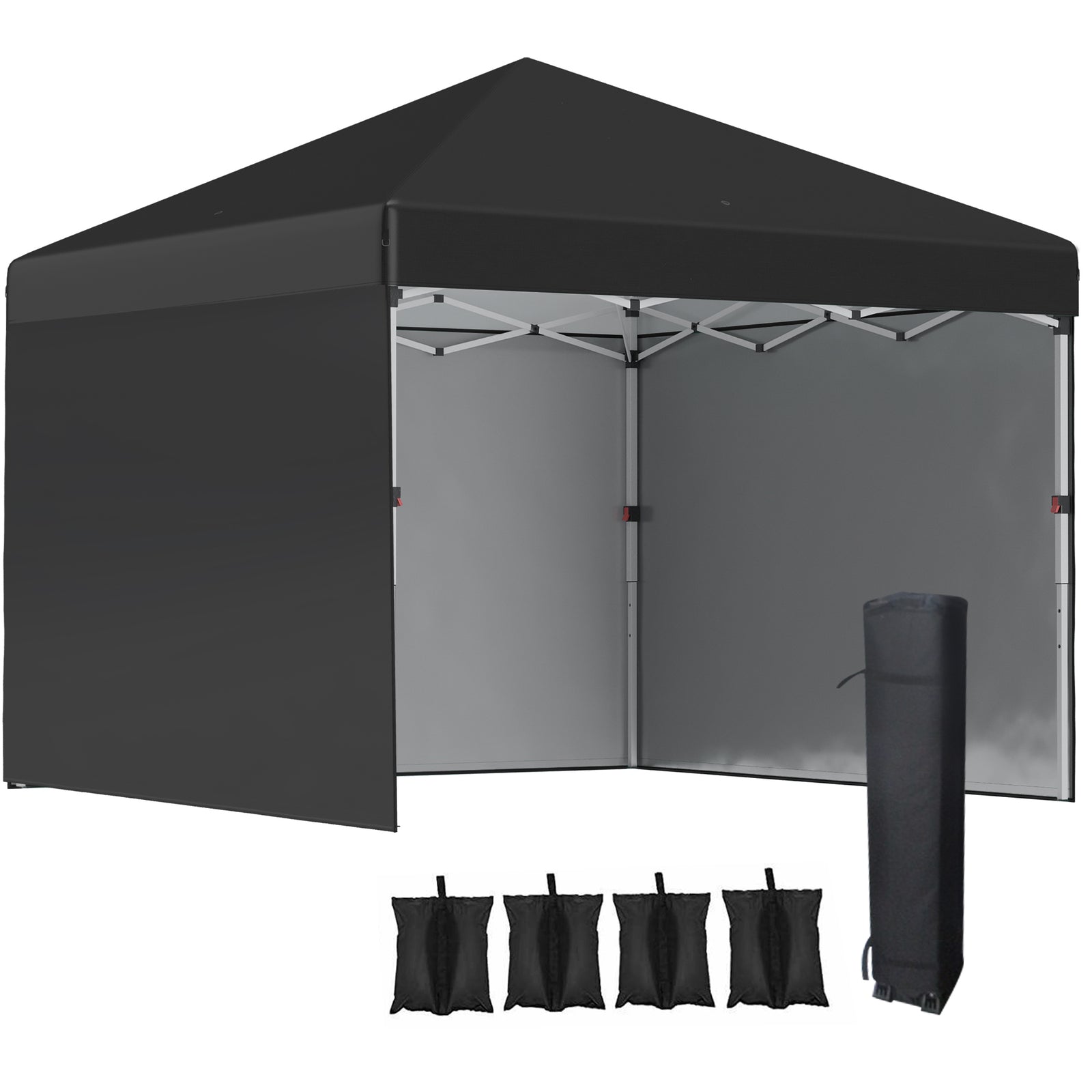 3x3 (m) Pop Up Gazebo Party Tent W/ 2 Sidewalls, Weight Bags | Black