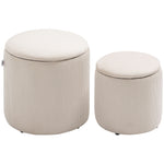 Modern Fabric Storage Ottoman, Set Of 2 | Cream