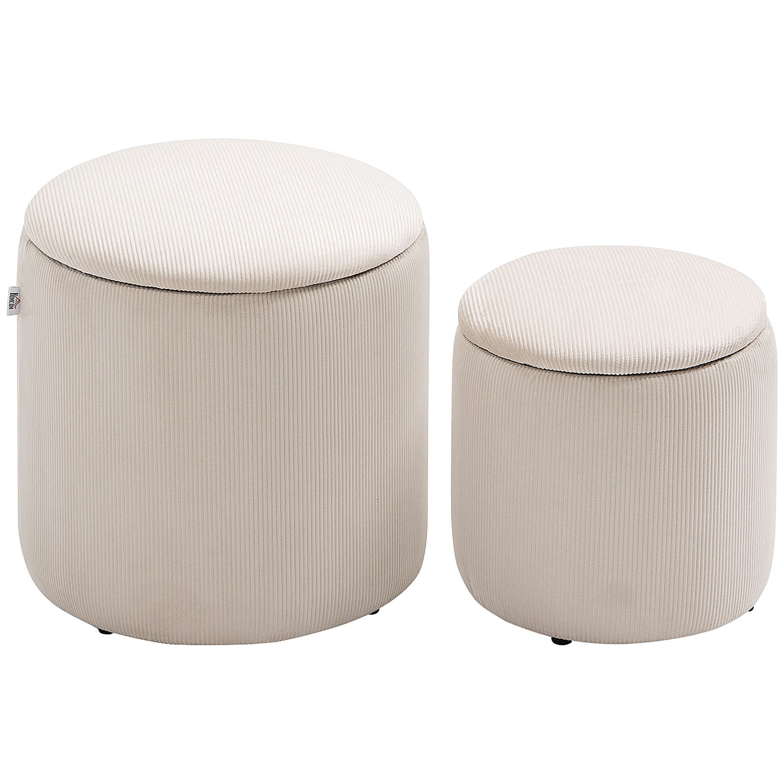 Modern Fabric Storage Ottoman, Set Of 2 | Cream