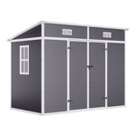 8x4ft Outdoor Plastic Garden Shed With Window, Vents And Floor Weather-resistant Storage For Tools & Equipment