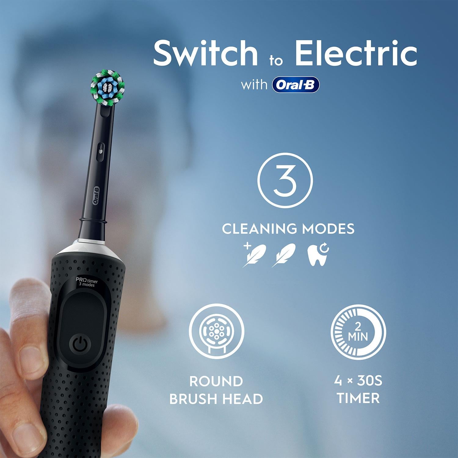 Vitality Pro Rechargeable Electric Toothbrush With 1 Brush Head, Black