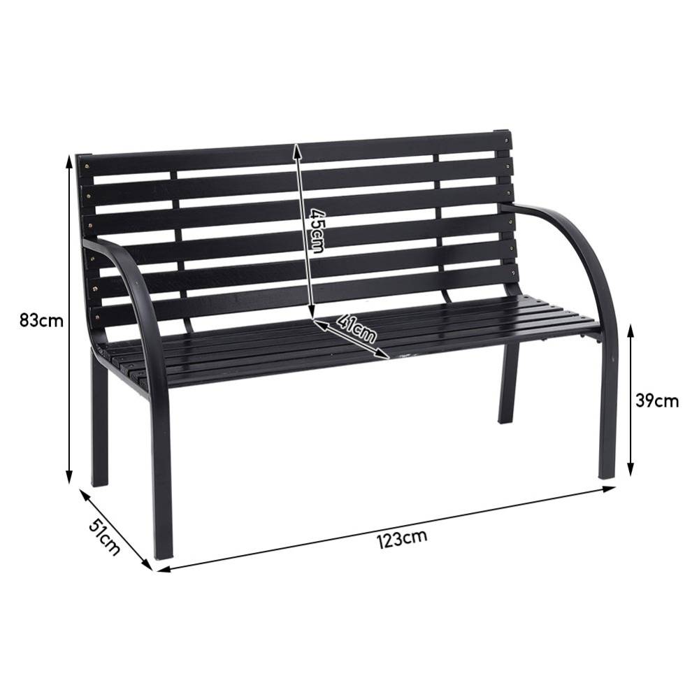 Outdoor Garden Metal Wood Bench
