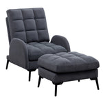 Frosted Velvet Armchair With Footstool Set– Adjustable 110°-180° Recline, Cozy Upholstered Chair With Metal Legs, Ergonomic Comfort | Grey