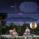 Outsunny Double Sided Garden Parasol With 48 Solar Led Lights 4.6m