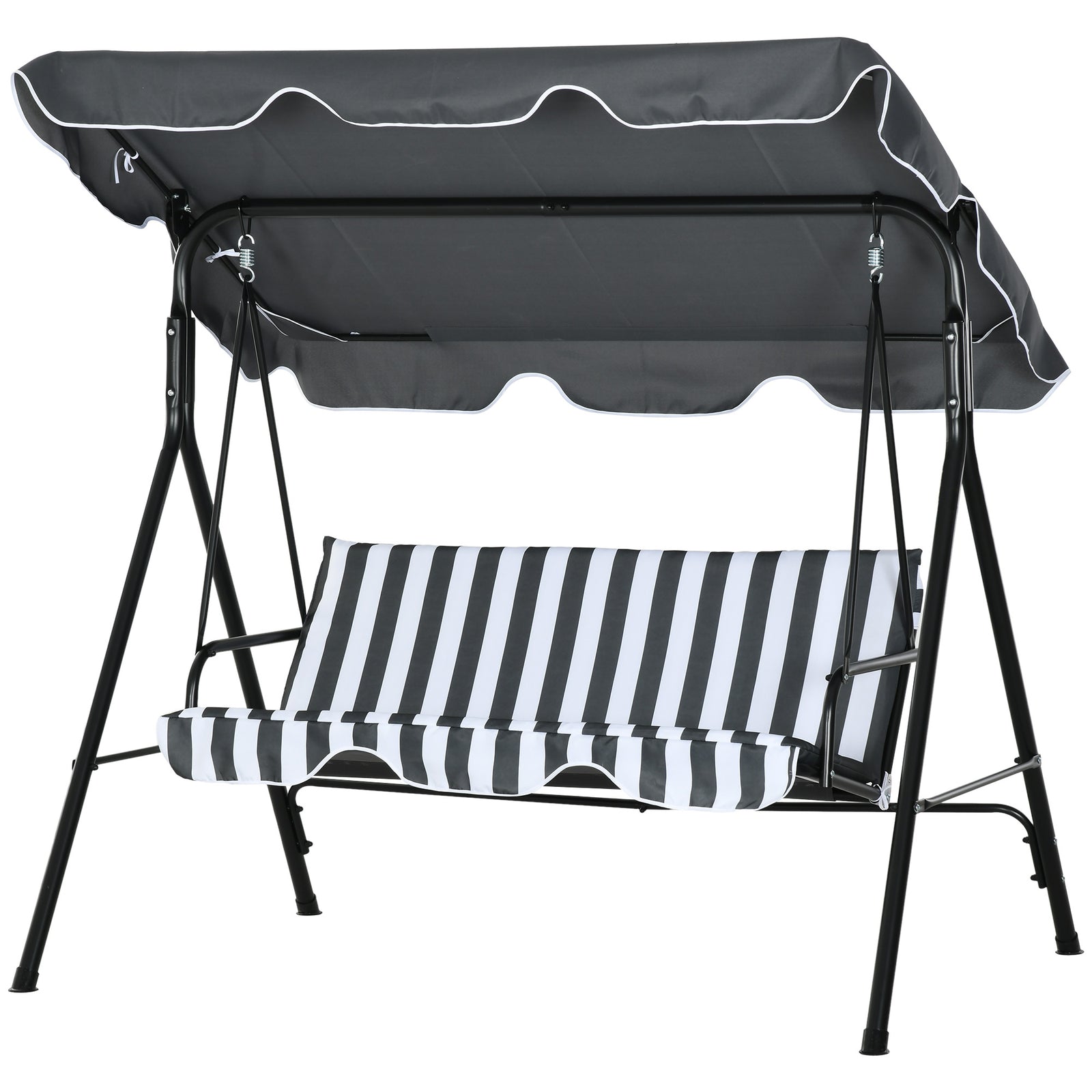 3-seat Swing Chair Garden Swing Seat W/ Adjustable Canopy
