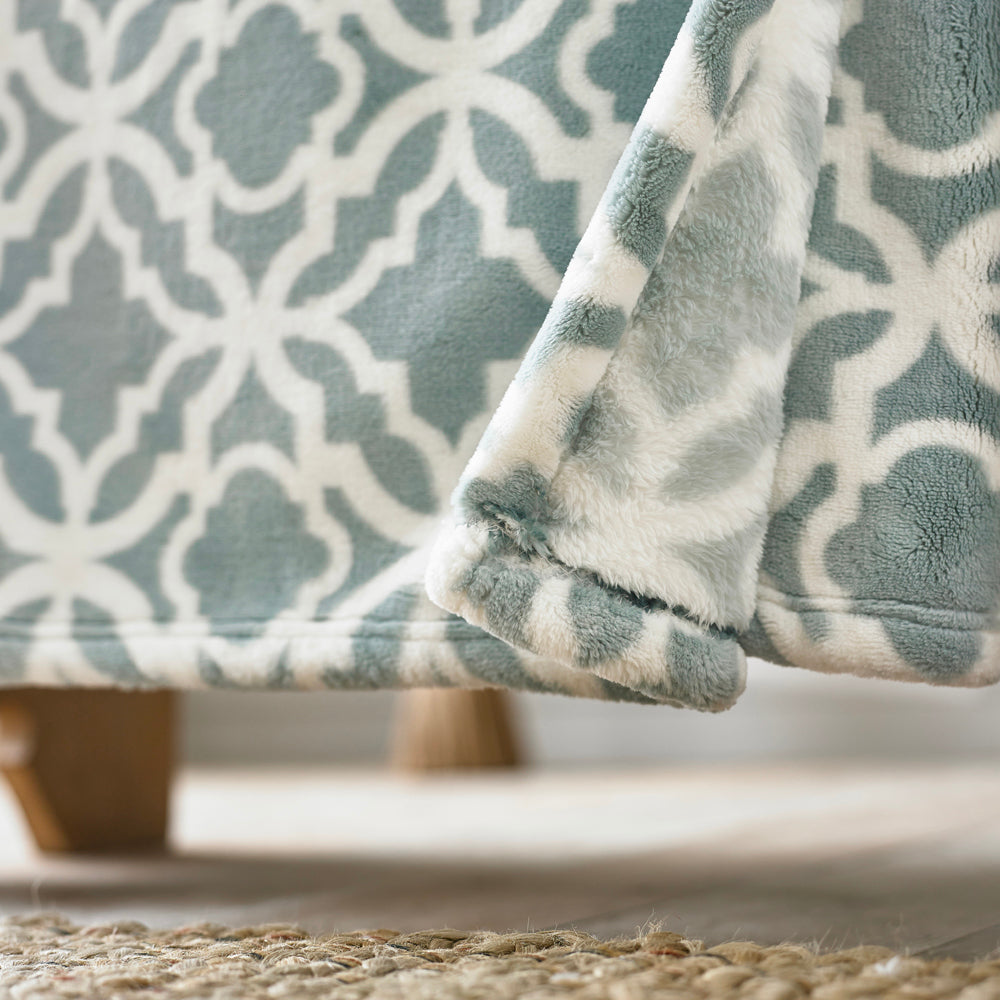 Morley Printed Heavyweight Supersoft Fleece Throw | 150cm x 180cm | Light Green