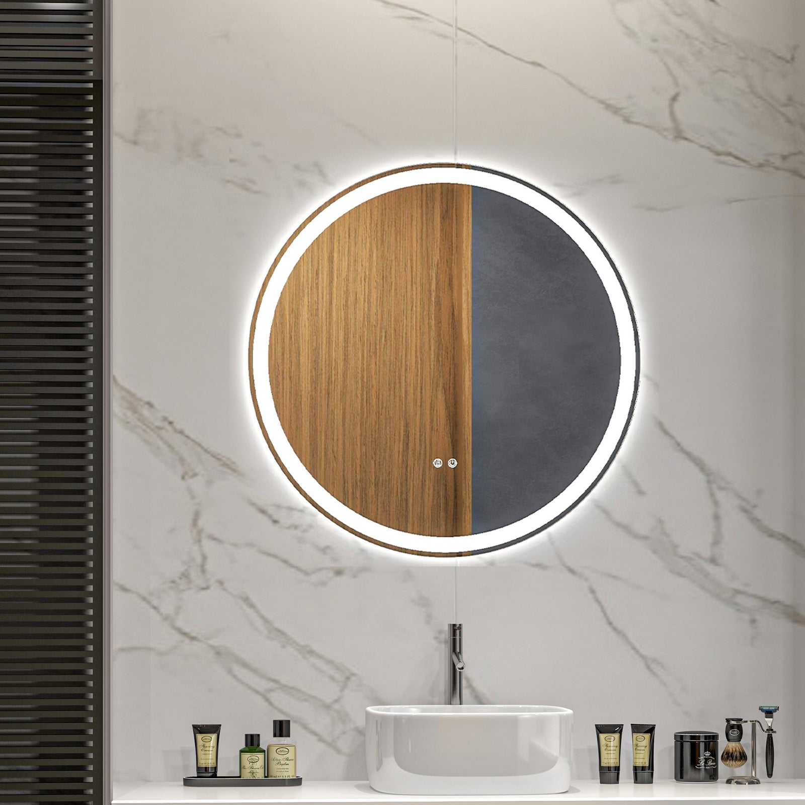 60x60/70x70cm Dimmable Bathroom Mirror With 3 Colours Led | Medium | Silver