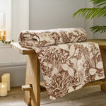 Winter Forest Woodland Fleece Throw – 140x180cm – Cosy  Animal Print Blanket | 140cm x 180cm | Umber