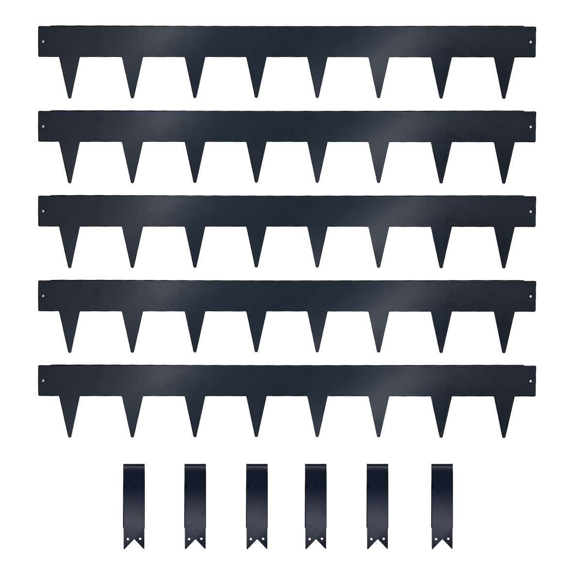 1m Heavy Duty Metal Garden Borders With Pega - Set Of 5 | Anthracite Grey