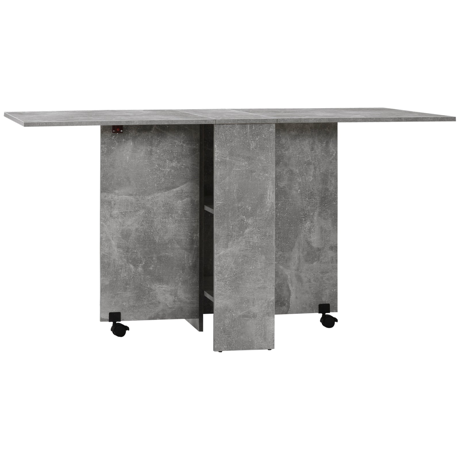 Mobile Drop Leaf Dining Table Folding Desk W/ Wheels Shelves