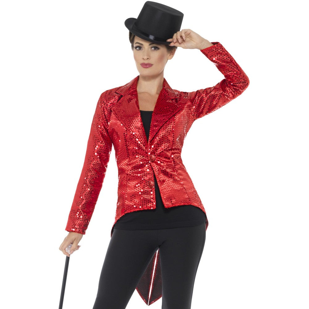 Sequin Tailcoat Jacket, Ladies | Large | Red