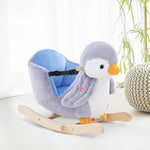 Animal Baby Rocking Horse Penguin Plush Musical Button W/32 Songs Wood