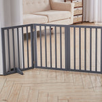 Foldable Freestanding 3/4-panel Pet Gate, Indoor Safety Barrier For Doorways, Halls & Staircases | Small | Grey