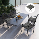 Set Of 4 Outdoor Seat Cushion W/ Ties, For Garden Furniture | Charcoal Gray