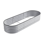 Garden Bed Oval-shaped Galvanized Steel Raised  Galvanized Planter Box Garden Planter With Metal | Medium | Galvanized Silver