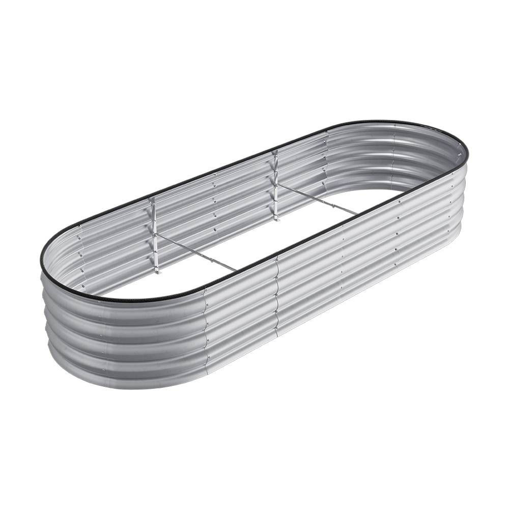 Garden Bed Oval-shaped Galvanized Steel Raised  Galvanized Planter Box Garden Planter With Metal | Medium | Galvanized Silver