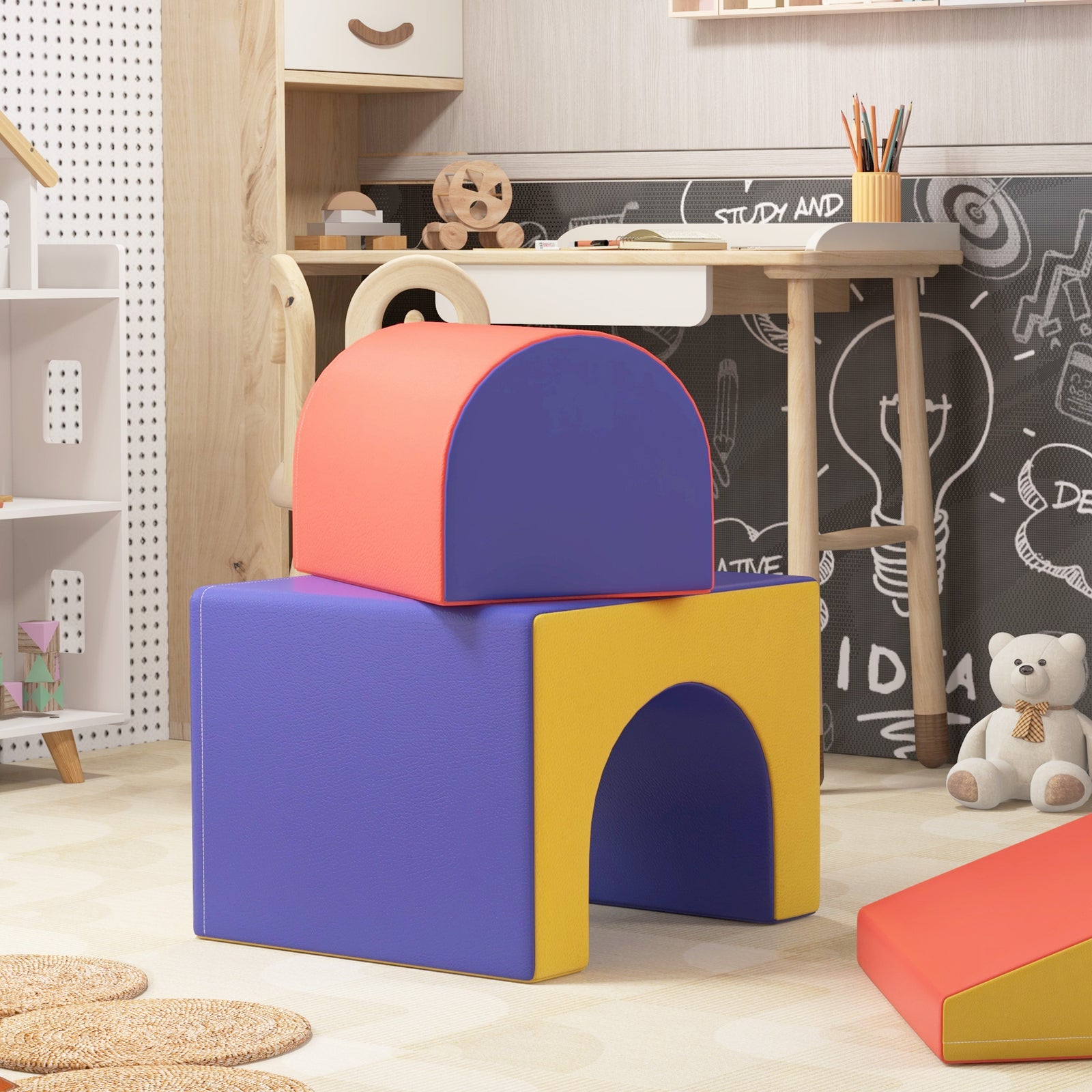 4-piece Soft Play Set, Baby Foam Block Toy Toddler 1-3 Years | Red