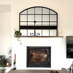 Tomi - Metal Arched Lattice Window Mirror | 95cm x 120cm | Black