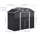 7.72 Ft X 4.3 Ft Outdoor Metal Storage Shed With Double Sliding Doors And Vents - Waterproof Garden Tool Organizer With Foundation And Shelving