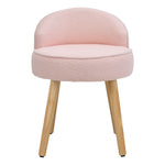 Teddy Fleece Dressing Table Stool With Rubberwood Legs | Pink