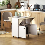 HOMCOM Folding Dining Table, Rolling Drop Leaf Table With Hidden Shelf