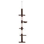 Floor To Ceiling Cat Tree For Indoor Cats 5-tier Kitty Tower | Brown