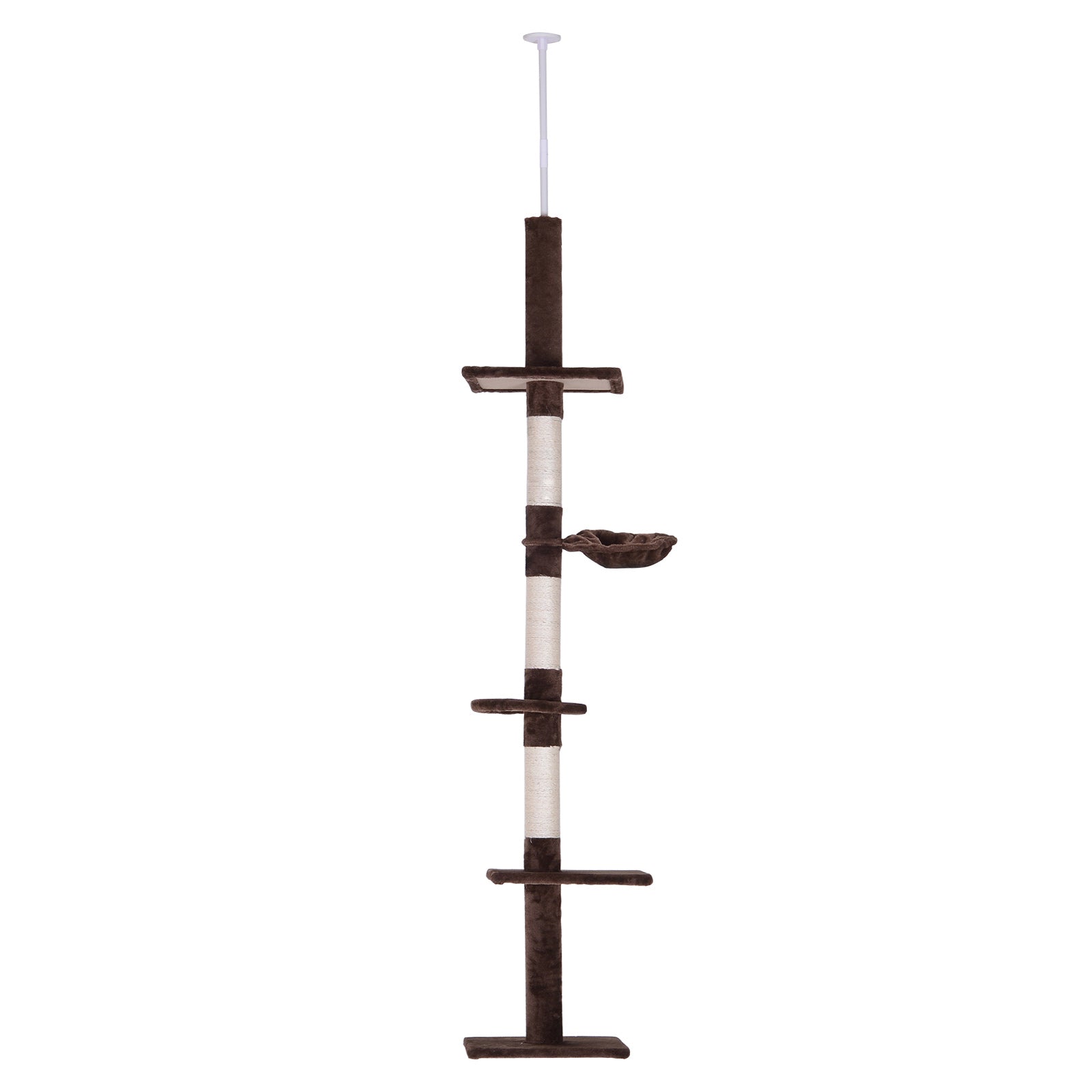 Floor To Ceiling Cat Tree For Indoor Cats 5-tier Kitty Tower | Brown