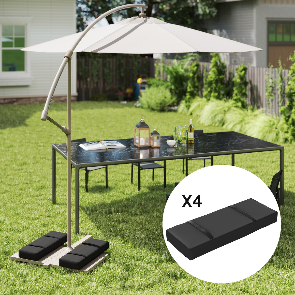 Parasol Weights Sets, Parasol Base Weights Bags | Set of 2 | Black