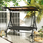 3 Seater Garden Swing Seat Bed, Convertible Swing Chair | Black