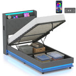 Lift Up Storage Bed Frame With Rgb Led Lights | 3ft | Dark Grey