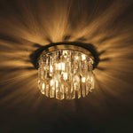 Modern Double Circle Crystal Chandelier Chrome Ceiling Light Droplet Crystal Shade Flush Mount Led Fixture | 30cm x 30cm