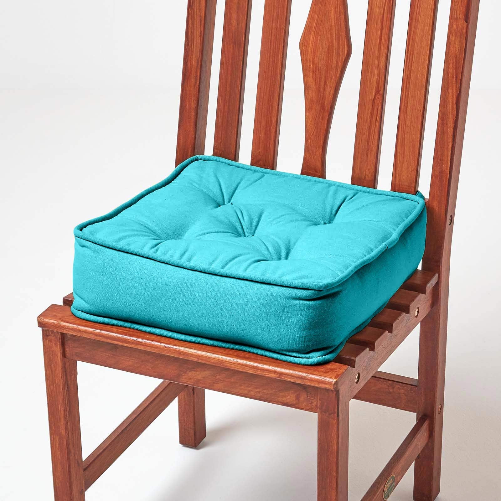 Cotton Dining Chair Booster Cushion | 40cm x 40cm | Teal