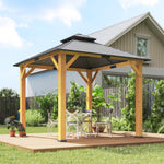 3x(3)m Double-tier Hardtop Gazebo, Outdoor Patio Shelter