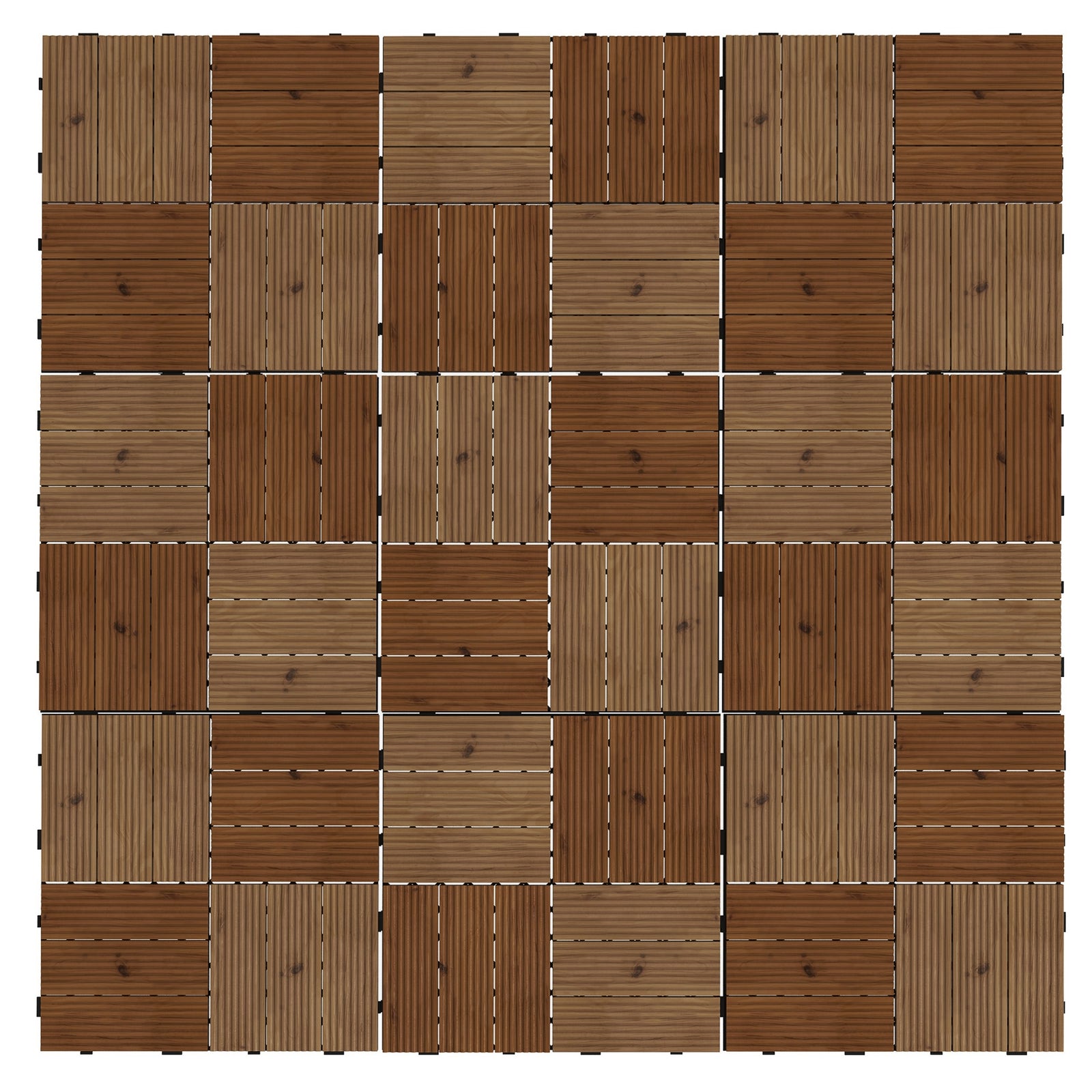 9 Pcs Brown Anti-slip Deck Tiles 30x30 Cm, 0.81㎡ Pack