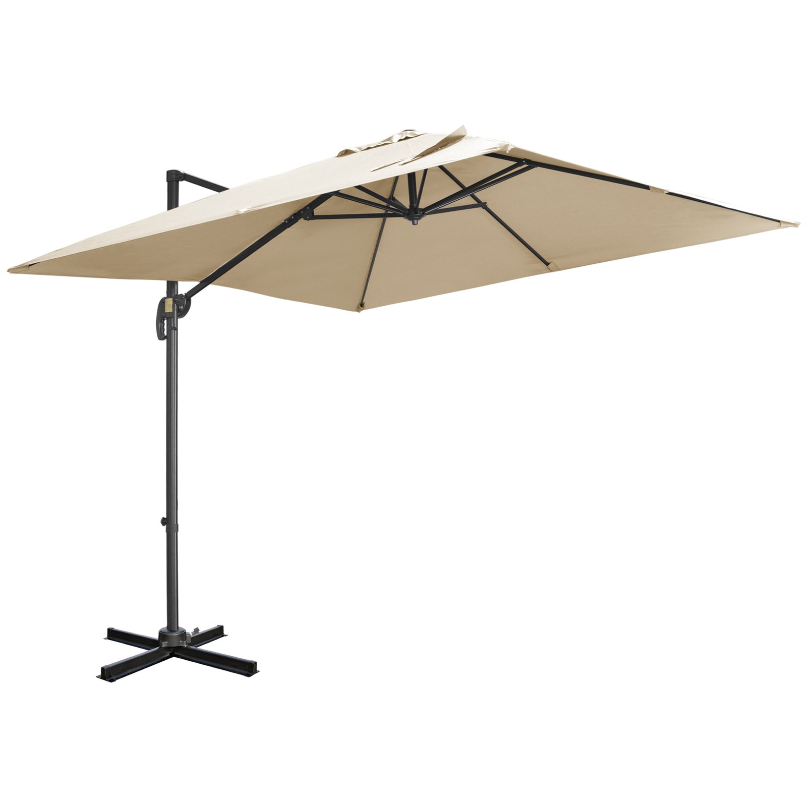 2.7x2.7m Cantilever Parasol W/ 360° Crank Handle Tilt | Cream